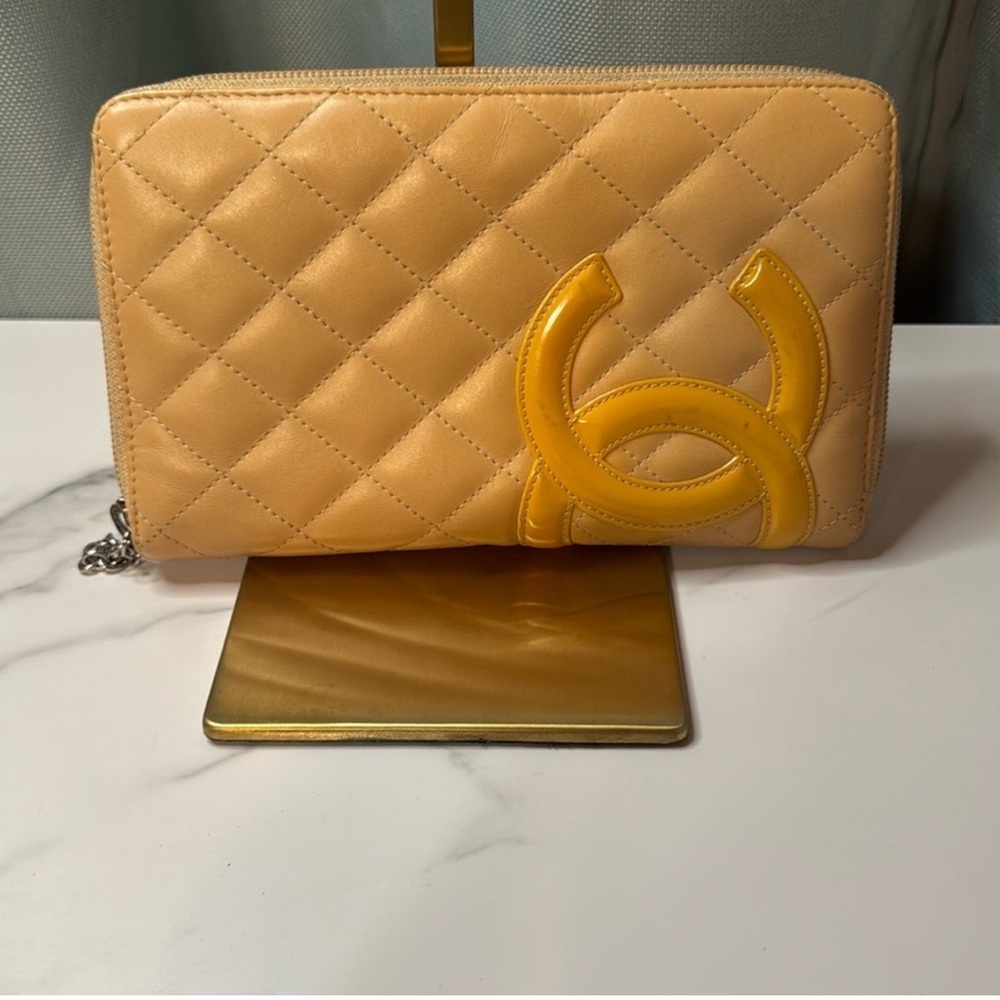 🍊 CHANEL Cambon Zip Around Organizer Wallet Dust Bag EXCELLENT!